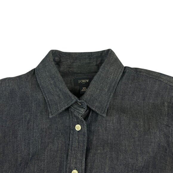 J.Crew Women's Dark Denim Button-Up Shirt XS Long Sleeves Casual Streetwear - Picture 2 of 10